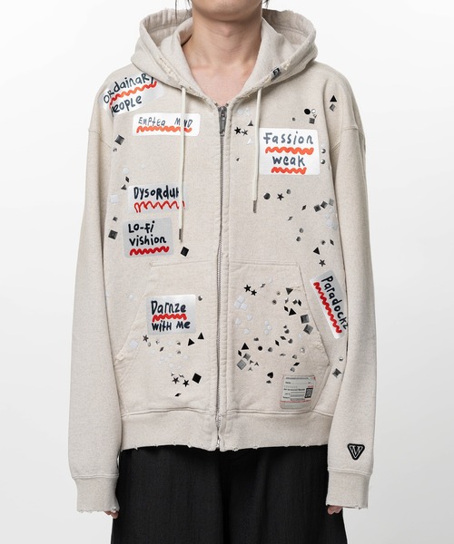 Maison MIHARA YASUHIRO(メゾンミハラヤスヒロ)の「Embellished Sticker Zip-Up Hoodie(パーカー・メンズ・ホワイト・44)」の7枚目の写真