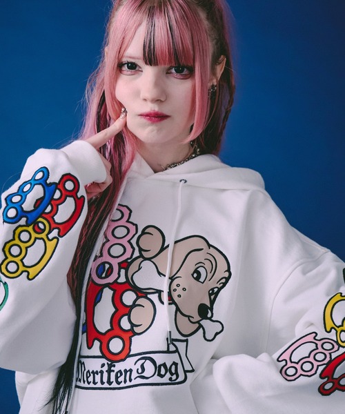 GALFY(ガルフィー)の「GALFY-メリケンHERTSパーカー(パーカー・メンズ・ホワイト/ブラック/オレンジ・L/XL)」の4枚目の写真
