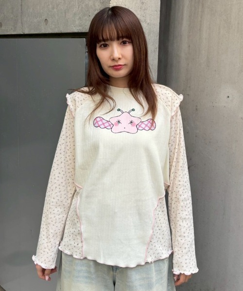 Candy Stripper（キャンディストリッパー）の「LITTLE STAR LAYERED トップス（Tシャツ/カットソー・レディース・ライトブルー/アイボリー/ピンク/ヘザーグレー・FREE）」の2枚目の写真