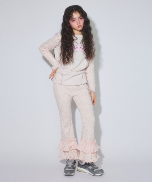 Candy Stripper（キャンディストリッパー）の「LITTLE STAR LAYERED トップス（Tシャツ/カットソー・レディース・ライトブルー/アイボリー/ピンク/ヘザーグレー・FREE）」の10枚目の写真