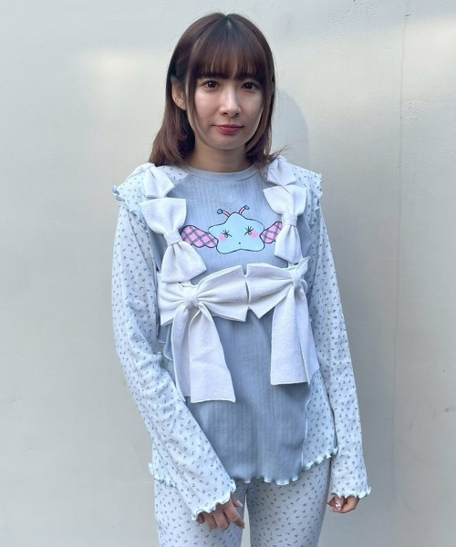 Candy Stripper（キャンディストリッパー）の「LITTLE STAR LAYERED トップス（Tシャツ/カットソー・レディース・ライトブルー/アイボリー/ピンク/ヘザーグレー・FREE）」の11枚目の写真