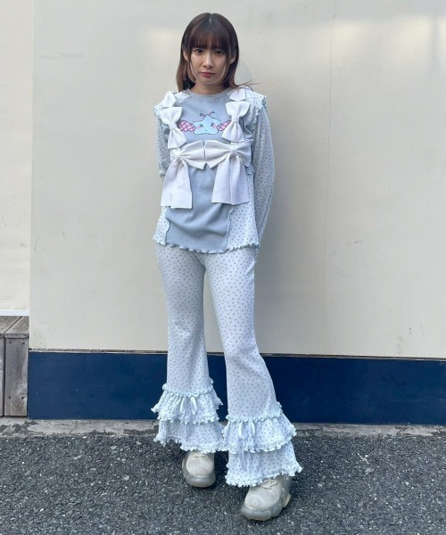 Candy Stripper（キャンディストリッパー）の「LITTLE STAR LAYERED トップス（Tシャツ/カットソー・レディース・ライトブルー/アイボリー/ピンク/ヘザーグレー・FREE）」の15枚目の写真
