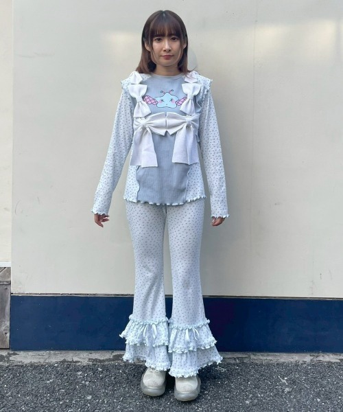 Candy Stripper（キャンディストリッパー）の「LITTLE STAR LAYERED トップス（Tシャツ/カットソー・レディース・ライトブルー/アイボリー/ピンク/ヘザーグレー・FREE）」の16枚目の写真