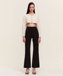 LIE MEQUE（リメーク）の「ブーツカットラウンジパンツブラック（スラックス）」