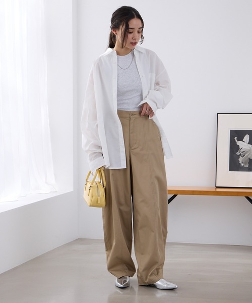 THE CRAFT CREW PRODUCTS（ザクラフトクループロダクツ）の「バックツイルカーブパンツ【THE CRAFT CREW PRODUCTS】（チノパンツ・レディース・ネイビー/カーキ/ベージュ/ブラック/ブラウン・M/L/S）」の9枚目の写真