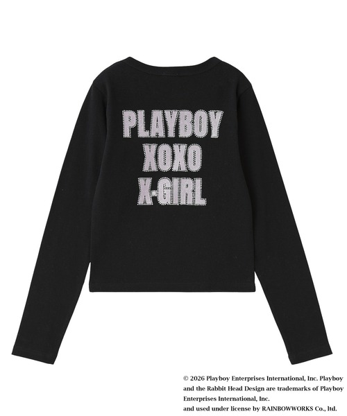 PLAYBOY（プレイボーイ）の「PLAYBOY × X-girl L/S BABY TEE（Tシャツ/カットソー・レディース・ホワイト/ブラック・ONE SIZE）」の9枚目の写真
