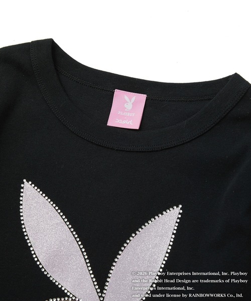 PLAYBOY（プレイボーイ）の「PLAYBOY × X-girl L/S BABY TEE（Tシャツ/カットソー・レディース・ホワイト/ブラック・ONE SIZE）」の8枚目の写真