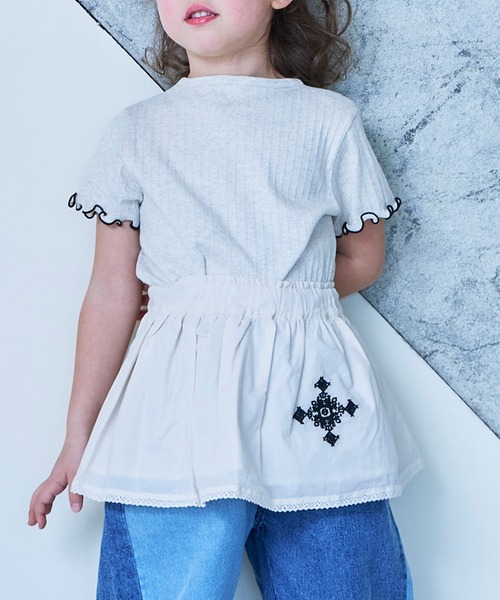 MARKEY'S（マーキーズ）の「ローンクロスステッチポイントスカート（スカート・キッズ・ホワイト/ブラック・L/M）」の4枚目の写真