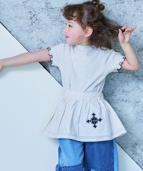 MARKEY'S（マーキーズ）の「ローンクロスステッチポイントスカート（スカート・キッズ・ホワイト/ブラック・L/M）」の6枚目の写真