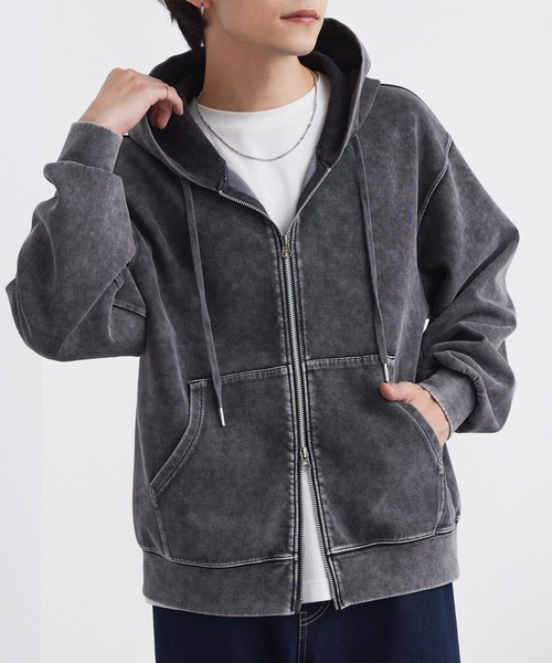 ヴィンテージライク ケミカルウォッシュ ショート丈 ダンボール ダブル