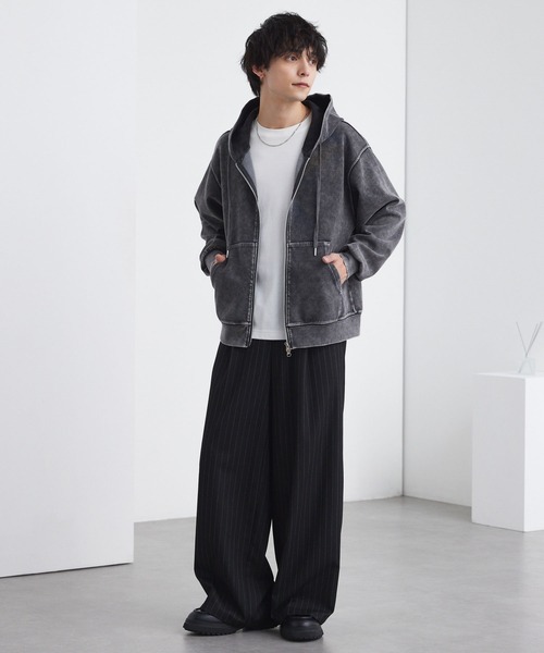 ヴィンテージライク ケミカルウォッシュ ショート丈 ダンボール ダブル