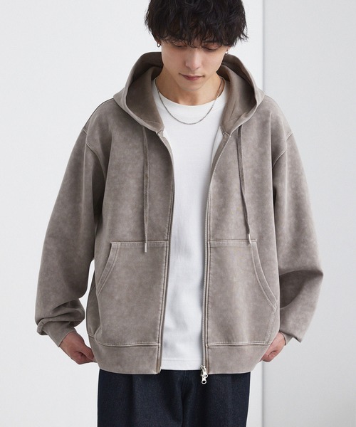 希少✨BLAMINK バッグジップ ウールプルオーバー グレー 36 AZUL BY MOUSSY | フォルムダンボールパーカー (スウェット・パーカー
