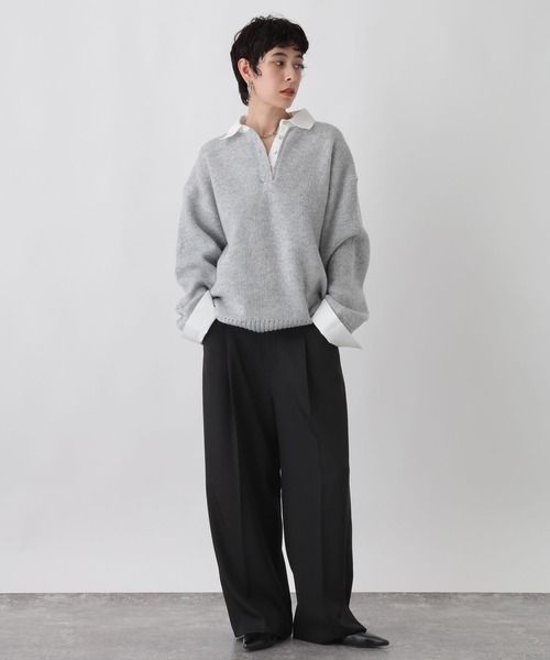 studio CLIP（スタディオクリップ）の「《ウタオ》セットアップパンツ（スラックス・レディース・サンドグレー/ブラック・LARGE/MEDIUM）」の3枚目の写真