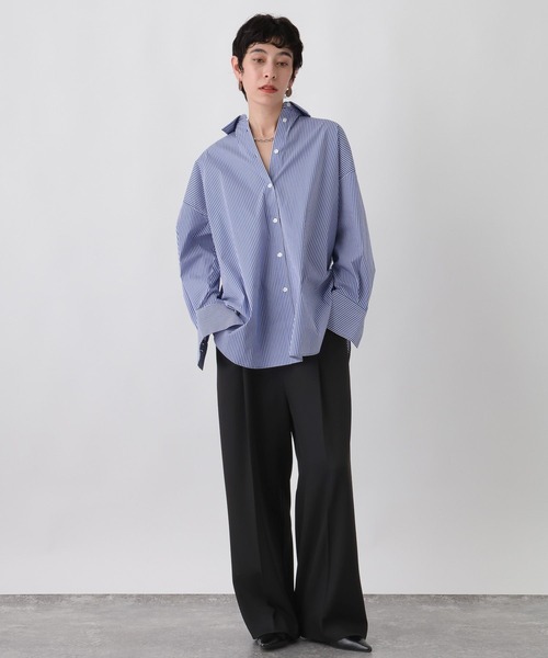 studio CLIP（スタディオクリップ）の「《ウタオ》セットアップパンツ（スラックス・レディース・サンドグレー/ブラック・LARGE/MEDIUM）」の5枚目の写真