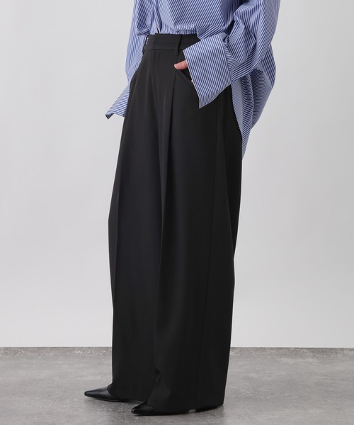 studio CLIP（スタディオクリップ）の「《ウタオ》セットアップパンツ（スラックス・レディース・サンドグレー/ブラック・LARGE/MEDIUM）」の9枚目の写真