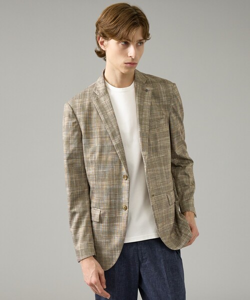 ABAHOUSE(アバハウス)の「【セットアップ対応】チェック柄 ライトポンチ ジャケット / FLEX JACKET / ストレッチ 手洗い可(セットアップ・メンズ・グレイッシュベージュ/ダークネイビー/ベージュ・44/46/48/50)」の2枚目の写真