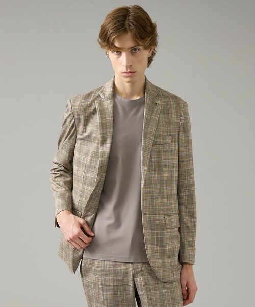 ABAHOUSE(アバハウス)の「【セットアップ対応】チェック柄 ライトポンチ ジャケット / FLEX JACKET / ストレッチ 手洗い可(セットアップ・メンズ・グレイッシュベージュ/ダークネイビー/ベージュ・44/46/48/50)」の5枚目の写真