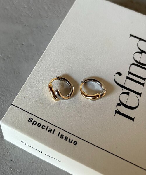 CAPRICIEUX LE'MAGE（カプリシューレマージュ）の「〈GOLDY/ゴールディ〉コンビワンタッチフープピアス（ピアス（両耳用）・レディース・シルバー/ゴールド・FREE）」の5枚目の写真