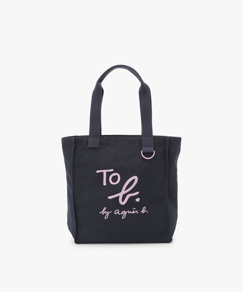 To b. by agnes b.(トゥービーバイアニエスベー)の「コットン ロゴ ミニ トートバッグ(トートバッグ・レディース・ネイビー・FREE)」の1枚目の写真