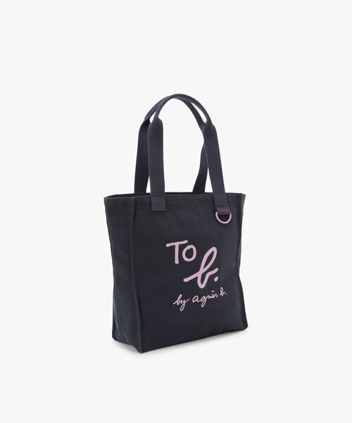 To b. by agnes b.(トゥービーバイアニエスベー)の「コットン ロゴ ミニ トートバッグ(トートバッグ・レディース・ネイビー・FREE)」の3枚目の写真