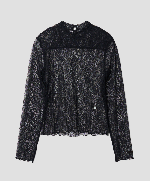 TTUDEMENT(トュードメント)の「HIGH NECK LACE SHEER TOP BLACK(Tシャツ/カットソー・レディース・その他・FREE)」の3枚目の写真