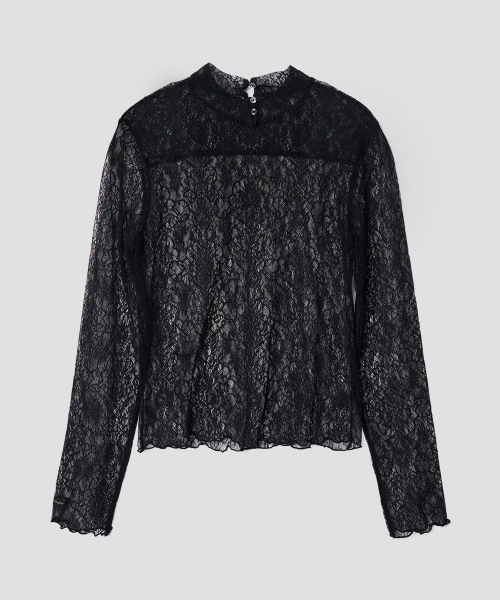 TTUDEMENT(トュードメント)の「HIGH NECK LACE SHEER TOP BLACK(Tシャツ/カットソー・レディース・その他・FREE)」の4枚目の写真