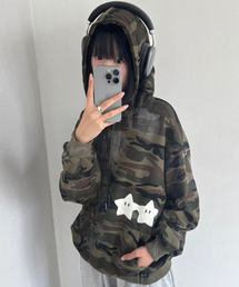 FUZZY SCAN（ファジスキャン）の「ホールドハンズスターカモオーバーサイズフードパーカー（パーカー）」