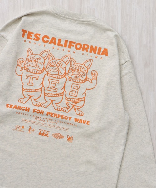 The Endless Summer（エンドレスサマー）の「【WEB / FLAG SHOP限定】TES CALIFORNIA DESIGN 裾ドローコード BIG SWEAT /オーバーサイズ・ビッグシルエット・クルーネック（スウェット・メンズ・グリーン/レッド/オレンジ/ブルー・LARGE/MEDIUM/FREE）」の4枚目の写真