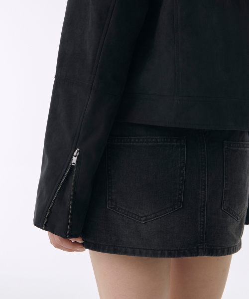 MUSINSA STANDARD WOMAN（ムシンサスタンダードウーマン）の「ウィメンズ シンセティックスエード レーサージャケット [ブラック]（ライダースジャケット・レディース・その他・LARGE/MEDIUM/SMALL/X-SMALL）」の7枚目の写真