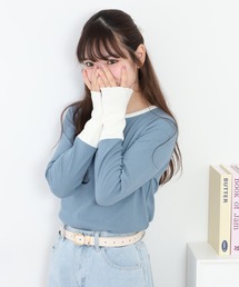 Quelle Chance（ケルシャンス）の「袖配色切替クルーネックＴシャツ 長袖（Tシャツ/カットソー）」