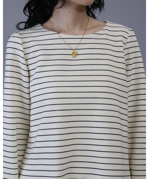 Doumoi(ドゥモエ)の「裾レース付きボーダー柄デザイン プルオーバー(Tシャツ/カットソー・レディース・アイボリー/ブラック・FREE)」の14枚目の写真