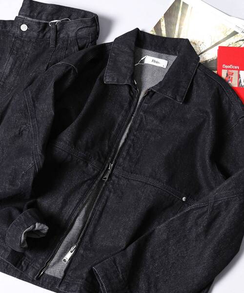 FFEIN(フェイン)の「【FFEIN(フェイン)】13oz袖切り替えデニムJK / ダブルジップ デニム スラブ リベット ライトアウター【セットアップ対応】(ブルゾン・メンズ・ベージュ/ブラック/ネイビー・SMALL/MEDIUM/LARGE)」の2枚目の写真