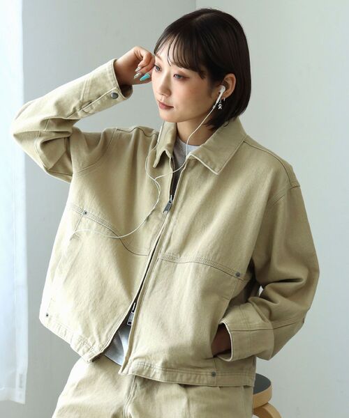 FFEIN(フェイン)の「【FFEIN(フェイン)】13oz袖切り替えスラブデニムJK / ダブルジップ リベット ライトアウター【セットアップ対応】(ブルゾン・メンズ・ベージュ/ブラック/ネイビー・SMALL/MEDIUM/LARGE)」の8枚目の写真