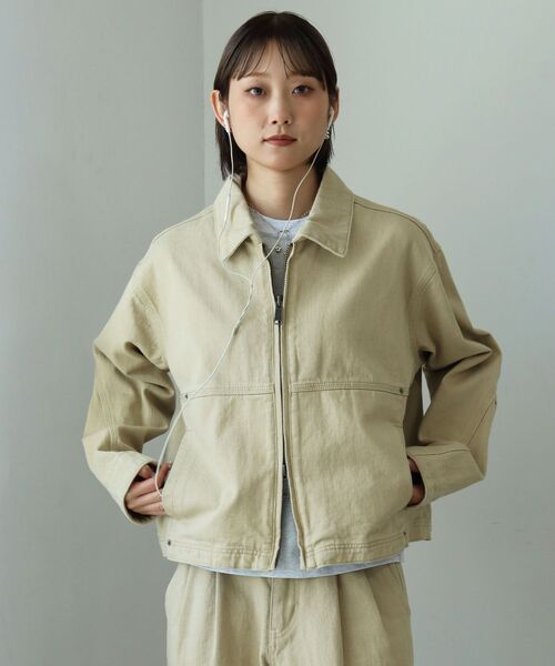 FFEIN(フェイン)の「【FFEIN(フェイン)】13oz袖切り替えスラブデニムJK / ダブルジップ リベット ライトアウター【セットアップ対応】(ブルゾン・メンズ・ベージュ/ブラック/ネイビー・SMALL/MEDIUM/LARGE)」の9枚目の写真
