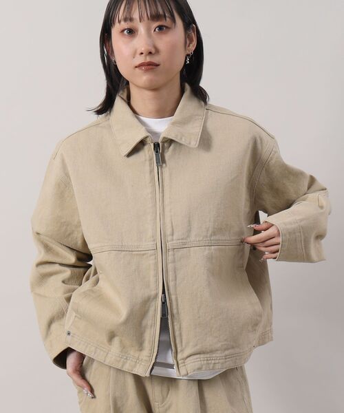 FFEIN(フェイン)の「【FFEIN(フェイン)】13oz袖切り替えデニムJK / ダブルジップ デニム スラブ リベット ライトアウター【セットアップ対応】(ブルゾン・メンズ・ベージュ/ブラック/ネイビー・SMALL/MEDIUM/LARGE)」の10枚目の写真