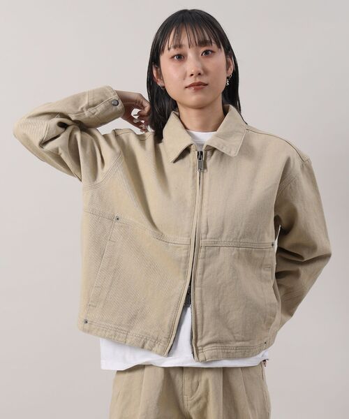 FFEIN(フェイン)の「【FFEIN(フェイン)】13oz袖切り替えデニムJK / ダブルジップ デニム スラブ リベット ライトアウター【セットアップ対応】(ブルゾン・メンズ・ベージュ/ブラック/ネイビー・SMALL/MEDIUM/LARGE)」の12枚目の写真