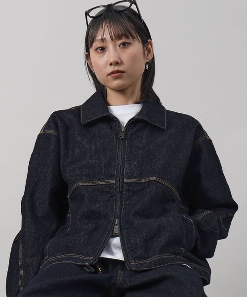 FFEIN(フェイン)の「【FFEIN(フェイン)】13oz袖切り替えデニムJK / ダブルジップ デニム スラブ リベット ライトアウター【セットアップ対応】(ブルゾン・メンズ・ベージュ/ブラック/ネイビー・SMALL/MEDIUM/LARGE)」の14枚目の写真