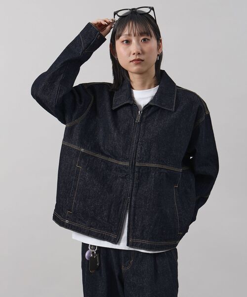 FFEIN(フェイン)の「【FFEIN(フェイン)】13oz袖切り替えデニムJK / ダブルジップ デニム スラブ リベット ライトアウター【セットアップ対応】(ブルゾン・メンズ・ベージュ/ブラック/ネイビー・SMALL/MEDIUM/LARGE)」の15枚目の写真