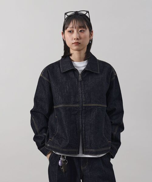 FFEIN(フェイン)の「【FFEIN(フェイン)】13oz袖切り替えデニムJK / ダブルジップ デニム スラブ リベット ライトアウター【セットアップ対応】(ブルゾン・メンズ・ベージュ/ブラック/ネイビー・SMALL/MEDIUM/LARGE)」の16枚目の写真