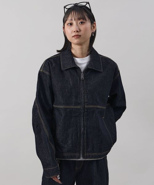 FFEIN(フェイン)の「【FFEIN(フェイン)】13oz袖切り替えデニムJK / ダブルジップ デニム スラブ リベット ライトアウター【セットアップ対応】(ブルゾン・メンズ・ベージュ/ブラック/ネイビー・SMALL/MEDIUM/LARGE)」の18枚目の写真