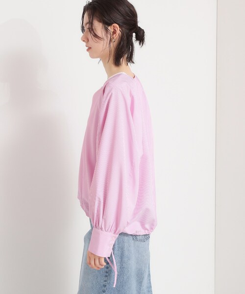 THE SHOP TK (ザ ショップ ティーケー )の「キーネックストライプドロストシャツブラウス(シャツ/ブラウス・レディース・ブルー系7/ホワイト系5/ピンク系7・99)」の8枚目の写真