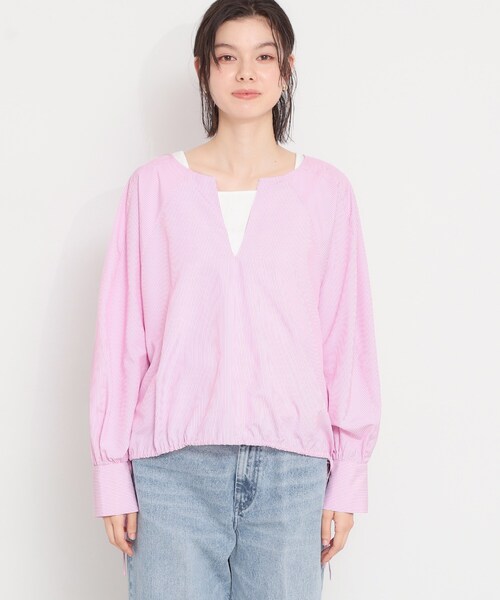 THE SHOP TK (ザ ショップ ティーケー )の「キーネックストライプドロストシャツブラウス(シャツ/ブラウス・レディース・ブルー系7/ホワイト系5/ピンク系7・99)」の16枚目の写真
