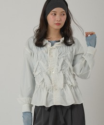 MUHET(�~���G�[�^)��gather design long sleeve blouse / �M���U�[�f�U�C���u���E�X(�V���c/�u���E�X)