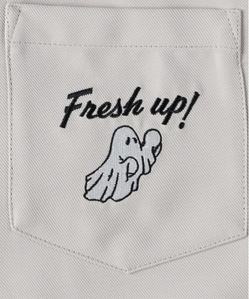 Right-on（ライトオン）の「【POWER TO THE PEOPLE】バック刺繍長袖シャツ (オープンカラー / ヴィンテージライク / イージーケア)（シャツ/ブラウス・メンズ・グリーン/オフホワイト/ブラック・S/M/L/XL）」の6枚目の写真