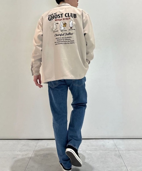 Right-on（ライトオン）の「【POWER TO THE PEOPLE】バック刺繍長袖シャツ (オープンカラー / ヴィンテージライク / イージーケア)（シャツ/ブラウス・メンズ・グリーン/オフホワイト/ブラック・S/M/L/XL）」の20枚目の写真