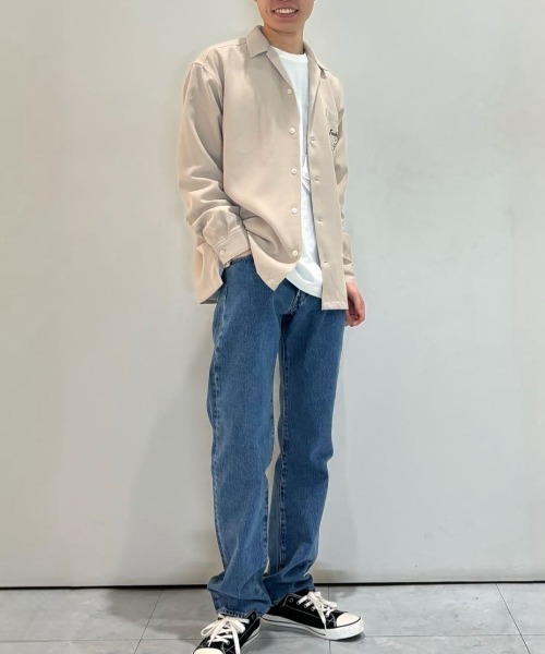 Right-on（ライトオン）の「【POWER TO THE PEOPLE】バック刺繍長袖シャツ (オープンカラー / ヴィンテージライク / イージーケア)（シャツ/ブラウス・メンズ・グリーン/オフホワイト/ブラック・S/M/L/XL）」の21枚目の写真