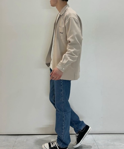 Right-on（ライトオン）の「【POWER TO THE PEOPLE】バック刺繍長袖シャツ (オープンカラー / ヴィンテージライク / イージーケア)（シャツ/ブラウス・メンズ・グリーン/オフホワイト/ブラック・S/M/L/XL）」の22枚目の写真