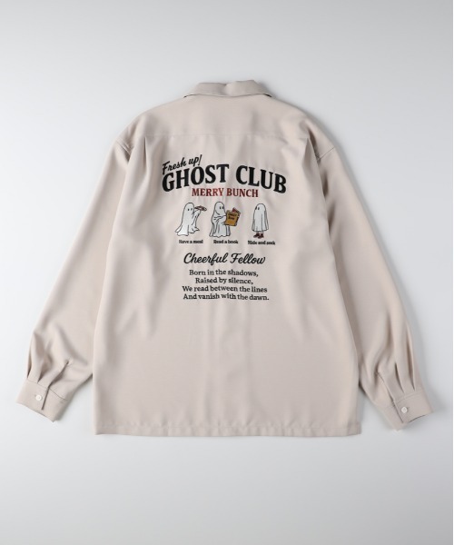 Right-on（ライトオン）の「【POWER TO THE PEOPLE】バック刺繍長袖シャツ (オープンカラー / ヴィンテージライク / イージーケア)（シャツ/ブラウス・メンズ・グリーン/オフホワイト/ブラック・S/M/L/XL）」の17枚目の写真