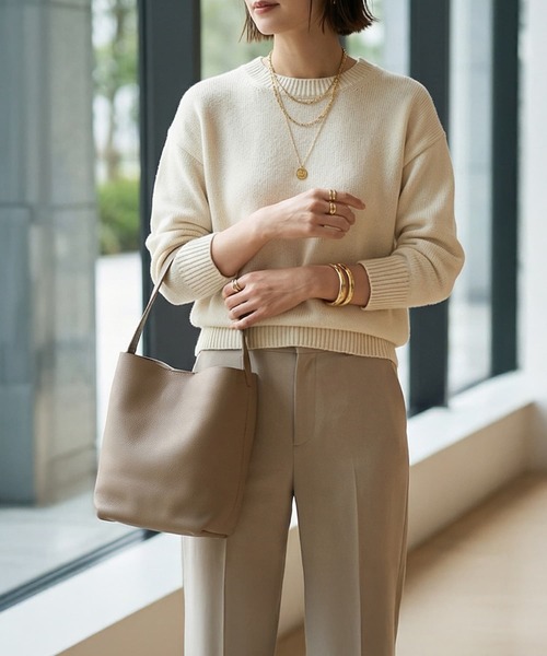 STYLE DELI(スタイルデリ)の「【DELI by】ミニマルバケットリアルレザーバッグ(レギュラー)(ショルダーバッグ・レディース・グレイッシュベージュ/ブラック/ブラウン・FREE)」の19枚目の写真