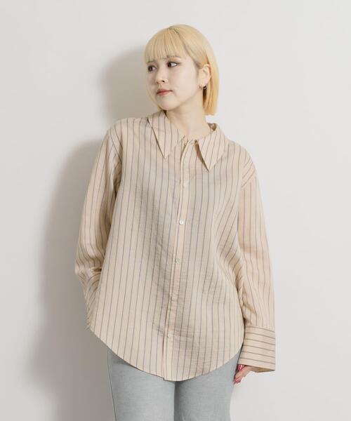THE GOODLAND MARKET（ザグッドランドマーケット）の「cwtch　STRIPE 2WAY SHIRT（シャツ/ブラウス・レディース・ミント/オレンジ・FREE）」の2枚目の写真